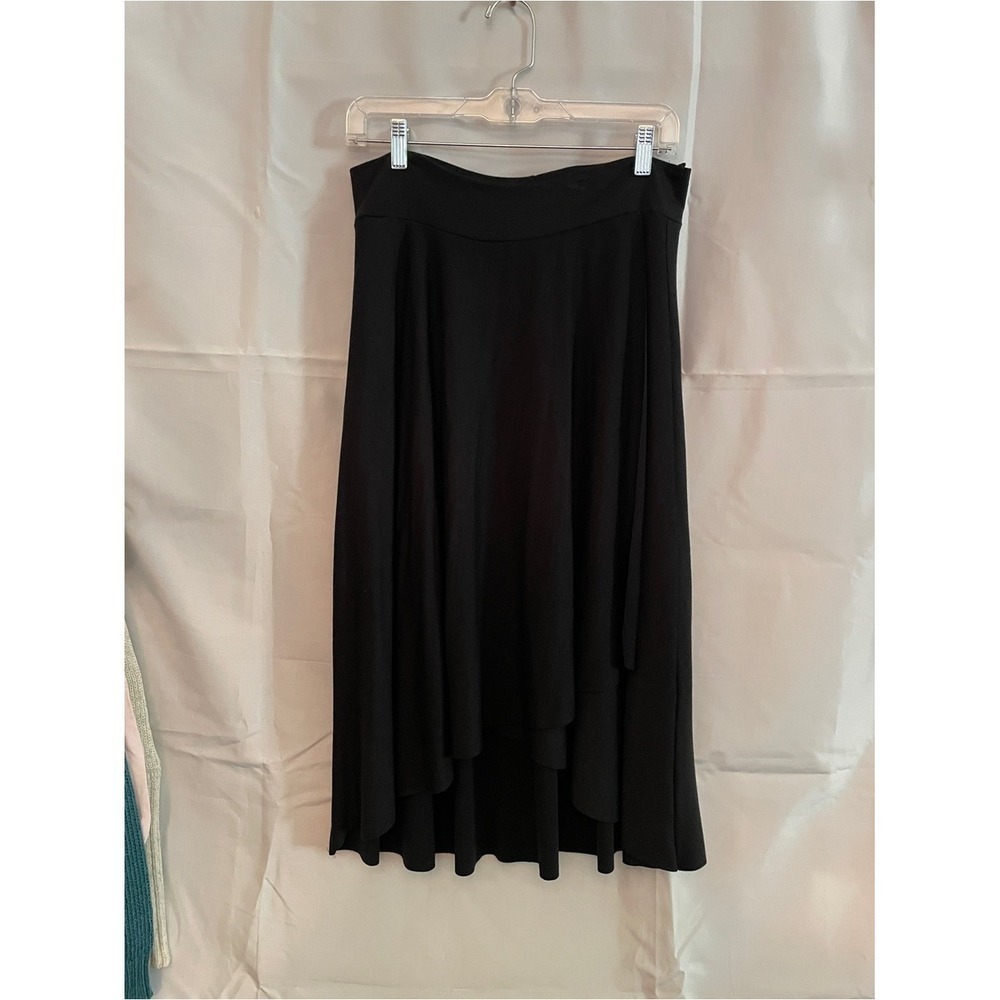 Collection ATT Black Asymmetric Midi Skirt - Women's Stylish Layered Skirt L